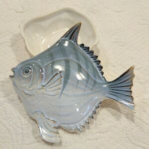 Japanese Lidded Angel Fish Dish Vintage '50s To '60s Era Hand Painted And Glazed